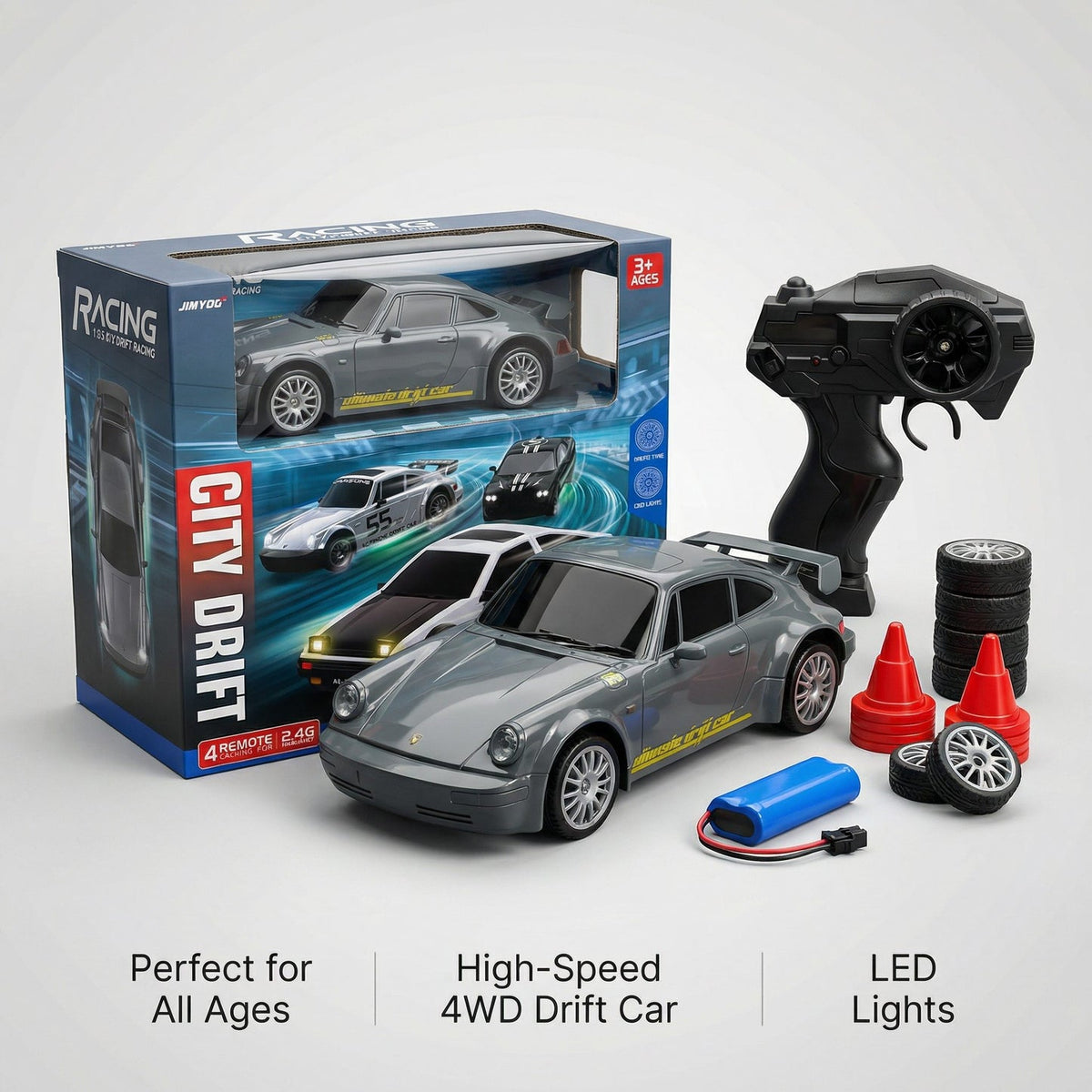 🏎️ RC Drift Car for — 4WD, LED Lights & 20KM/H Speed