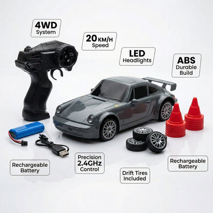 🏎️ RC Drift Car for — 4WD, LED Lights & 20KM/H Speed