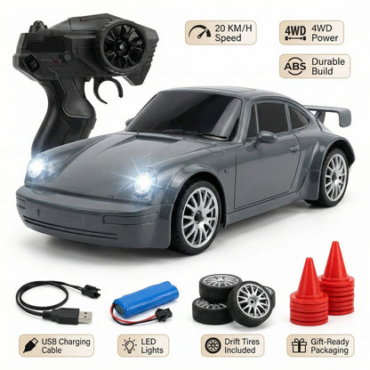 🏎️ RC Drift Car for — 4WD, LED Lights & 20KM/H Speed